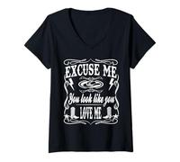 Femme Excusez-moi, vous avez l'air de m'aimer, cowgirl rétro T-Shirt avec Col en V