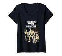 Femme Exercez Vos démons Funny Gym Pun - I Have Exorcized Demons T-Shirt avec Col en V