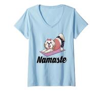 Femme Exercice de yoga Shih Tzu Let's Walk pour hommes, femmes, enfants, amoureux des chiens T-Shirt avec Col en V