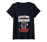 Femme Exister C'est Deja Assez Batterie T-Shirt avec Col en V