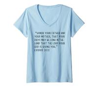 Femme Exode 20:12 Honorez Votre père et Votre mère, Que Votre T-Shirt avec Col en V