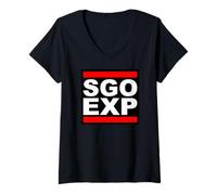 Femme Expatrié sur l'île de Siargao SGO EXP Philippines Palawan T-Shirt avec Col en V