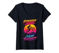 Femme Expensive Hobby Cheap Therapy Cyclisme T-Shirt avec Col en V
