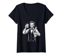 Femme Expérience de Chimie Abraham Lincoln T-Shirt avec Col en V