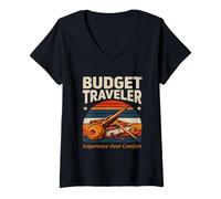 Femme Expérience du Voyageur à Petit Budget sur Le Confort T-Shirt avec Col en V