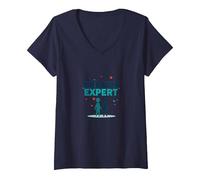 Femme Expert en empathie du conseiller : Cadeau d'écoute compatissante T-Shirt avec Col en V, Bleu Marine, XXL