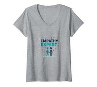 Femme Expert en empathie du conseiller : Cadeau d'écoute compatissante T-Shirt avec Col en V, Gris Chiné, XXL