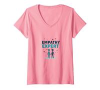 Femme Expert en empathie du conseiller : Cadeau d'écoute compatissante T-Shirt avec Col en V, Rose, L