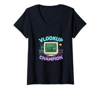 Femme Expert en Feuille de calcul Vlookup Champion T-Shirt avec Col en V