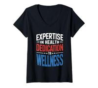 Femme Expertise en santé Dévouement au bien-être Médecine interne T-Shirt avec Col en V