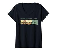 Femme Explorez Découvrez L'Aventure de rêve T-Shirt avec Col en V