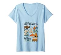 Femme Explorez la beauté de la Nature Sauvage des Prairies T-Shirt avec Col en V