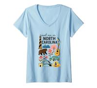 Femme Explorez l'Amérique Nature Road Trip Journey T-Shirt avec Col en V