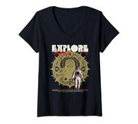 Femme Explorez l'espace | Rencontre YOG-Sothoth, dévoilez Les Secrets cosmiques T-Shirt avec Col en V