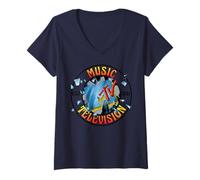 Femme Explosion du Logo MTV T-Shirt avec Col en V