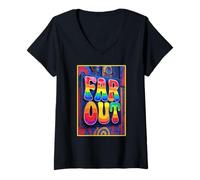 Femme Expression Hippie Far Out T-Shirt avec Col en V