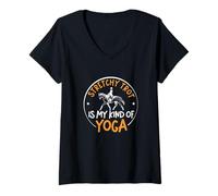 Femme Extensible Trot Is My Kind Of Yoga Drôle Dressage Amoureux d'équitation T-Shirt avec Col en V