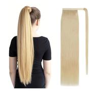 Femme Extension de cheveux queue cheval en vrais humains, naturelle, postiche lisse une seule pièce Embellir(24inches)