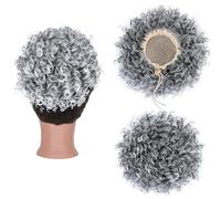 Femme Extension de queue de cheval élastique avec cordon de serrage, chignon bouclé et moelleux, chouchous synthétiques Facile à utiliser(Silver-Gray)