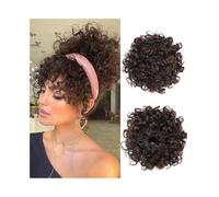 Femme Extensions capillaires synthétiques à clip for queue de cheval, postiches courts et crépus bouclés et bouffants Facile à utiliser(1B 33)