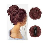 Femme Extensions capillaires synthétiques for chignon décoiffé, bouclé, ondulé, à pince, for femme, usage quotidien Facile à utiliser(Burg)