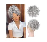 Femme Extensions de cheveux bouclés en chignon, chouchou, postiche queue de cheval synthétique élastique avec cordon de serrage Facile à utiliser(10AT1001)