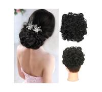 Femme Extensions de cheveux courts et bouclés en chignon décoiffé, peignes, chouchous à clipser for queue de cheval Facile à utiliser(1)