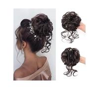 Femme Extensions de cheveux synthétiques bouclés en chignon décoiffé avec pinces et vrilles Facile à utiliser(4)