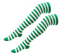 Femme Extra Longues Chaussettes Hautes,Bas à Rayures au-Dessus du Genou en Coton,Style Gothique,Cosplay,Taille Unique (Convient 36-43),Pour Noël,Fêtes et Sport