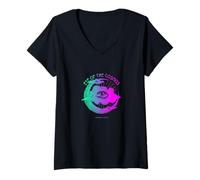 Femme Eye of the Cosmos - Vintage Mystical Moon & Eye Art T-Shirt avec Col en V