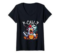 Femme F-CAW-F Fantôme d'halloween Amusant de Poulet cri T-Shirt avec Col en V