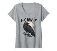 Femme F-CAW-F - Meme Gothique Funny Raven Crow T-Shirt avec Col en V