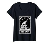 Femme F-CAW-F Tarot The Caw Black Raven T-Shirt avec Col en V