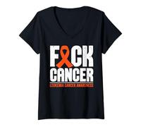 Femme F-CK Sensibilisation au Cancer à la leucémie T-Shirt avec Col en V