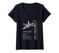 Femme F35 Lighting II - Spécifications pour Avions T-Shirt avec Col en V