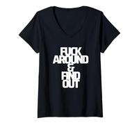 Femme FA&FO F AUTOUR ET & DÉCOUVREZ drôle malédiction mauvais mot jurer T-Shirt avec Col en V
