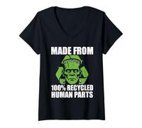 Femme Fabriqué à partir de pièces humaines 100% recyclées - Transplantation d'organes T-Shirt avec Col en V