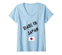 Femme Fabriqué au Japon avec Drapeau drôle T-Shirt avec Col en V