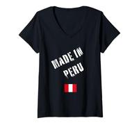 Femme Fabriqué au Pérou avec Drapeau drôle T-Shirt avec Col en V