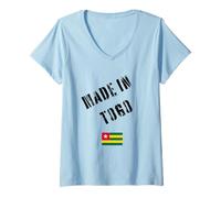 Femme Fabriqué au Togo avec Drapeau drôle T-Shirt avec Col en V