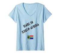 Femme Fabriqué en Afrique du Sud avec Drapeau Amusant T-Shirt avec Col en V