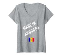 Femme Fabriqué en Andorre avec Drapeau drôle T-Shirt avec Col en V