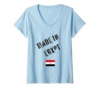 Femme Fabriqué en Égypte avec Drapeau Amusant T-Shirt avec Col en V