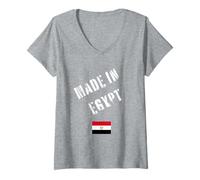 Femme Fabriqué en Égypte avec Drapeau Amusant T-Shirt avec Col en V