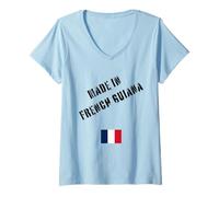 Femme Fabriqué en Guyane Française avec Drapeau drôle T-Shirt avec Col en V