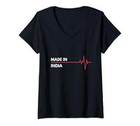 Femme Fabriqué en Inde né dans Le Pays de Naissance T-Shirt avec Col en V