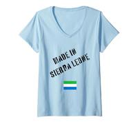Femme Fabriqué en Sierra Leone avec Drapeau Amusant T-Shirt avec Col en V