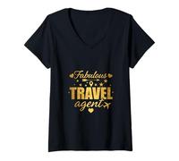 Femme Fabuleux Agent de Voyage drôle T-Shirt avec Col en V