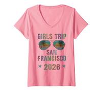 Femme Fabuleux Voyage pour Filles à San Francisco 2026 Vacances T-Shirt avec Col en V