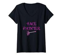 Femme Face Painter! T-Shirt pour Peintres Professionnels T-Shirt avec Col en V